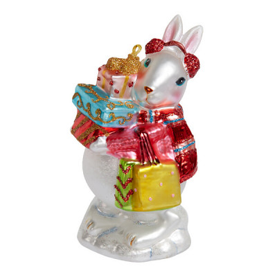 Кролик с подарками , стекло 13.5см